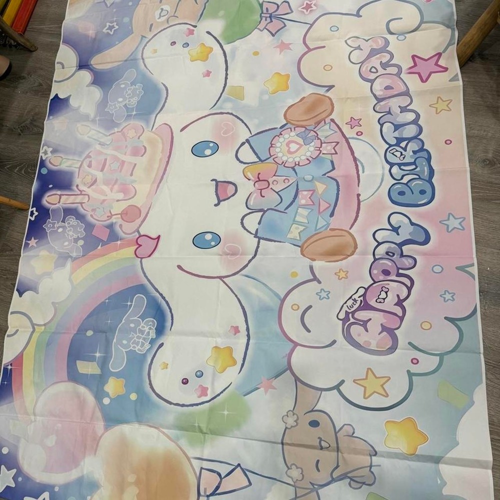 Sanrio Cinnamoroll Happy Birthday Backdrop 5x6 Kawaii Party Decor Pastel White